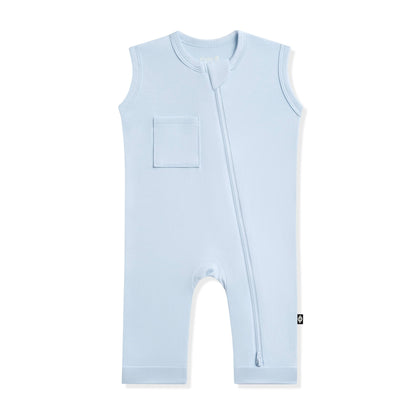 Zippered Sleeveless Romper in Breeze