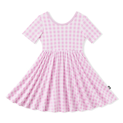 Twirl Dress in Gingham Thistle