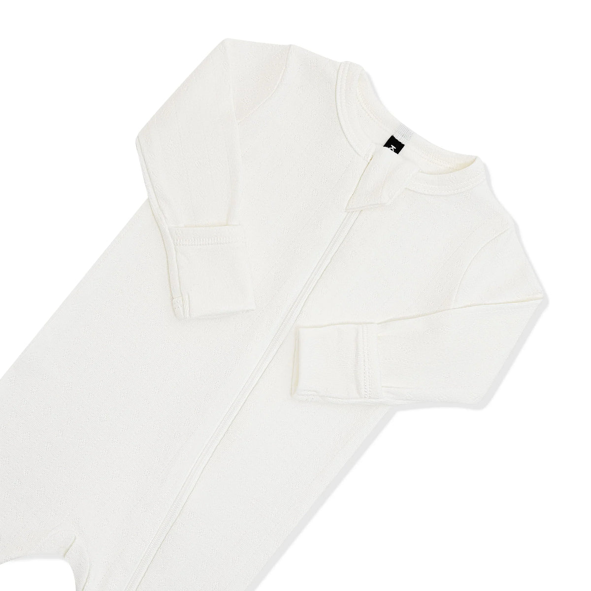 Pointelle Zippered Footie in Cloud