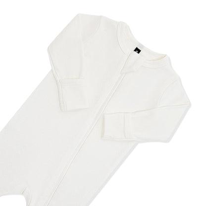 Pointelle Zippered Footie in Cloud