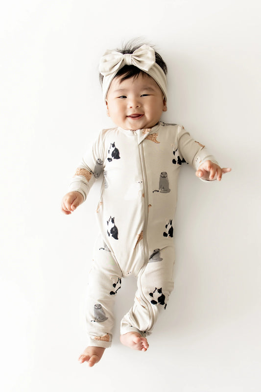 Zippered Romper in Fluffy Cat