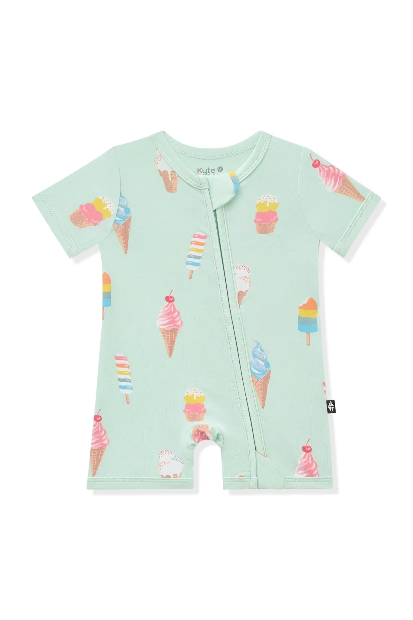 Zipper Shortall Romper in Mint Ice Cream