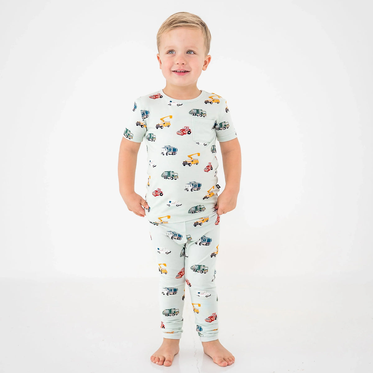 Short Sleeve with Pants Pajamas in City Vehicles