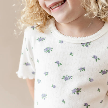 Pointelle Short Sleeve Set in Spray Rose