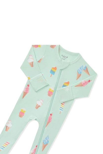 Zippered Footie in Mint Ice Cream