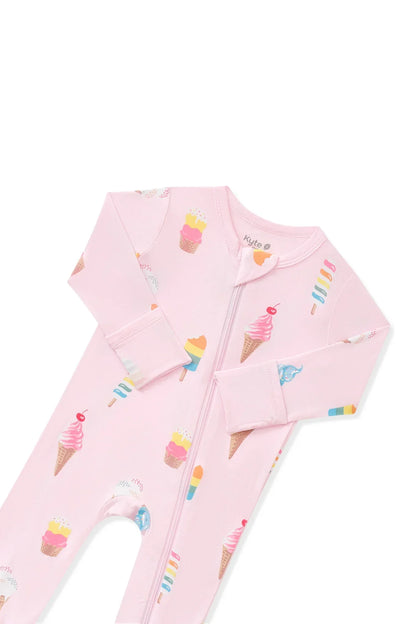 Zippered Romper in Sakura Ice Cream