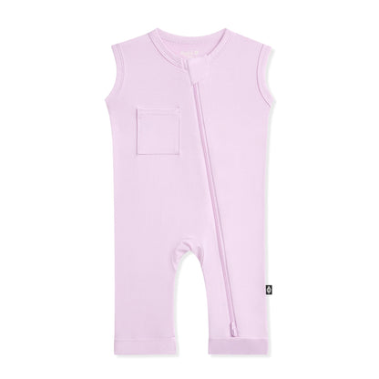Zippered Sleeveless Romper in Thistle