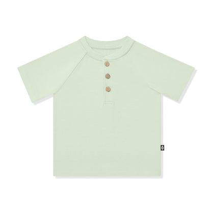 Short Sleeve Toddler Henley Tee in Basil