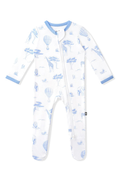 Zippered Footie in Toile Safari