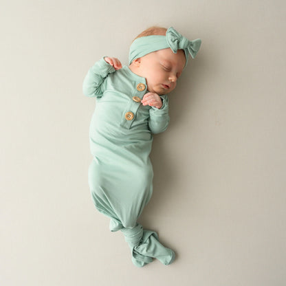 Knotted Gown with Bow Set in Sage