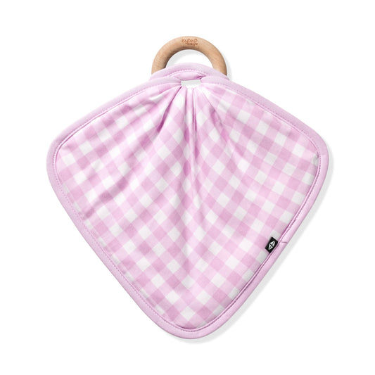Lovey in Gingham Thistle with Removable Wooden Teething Ring