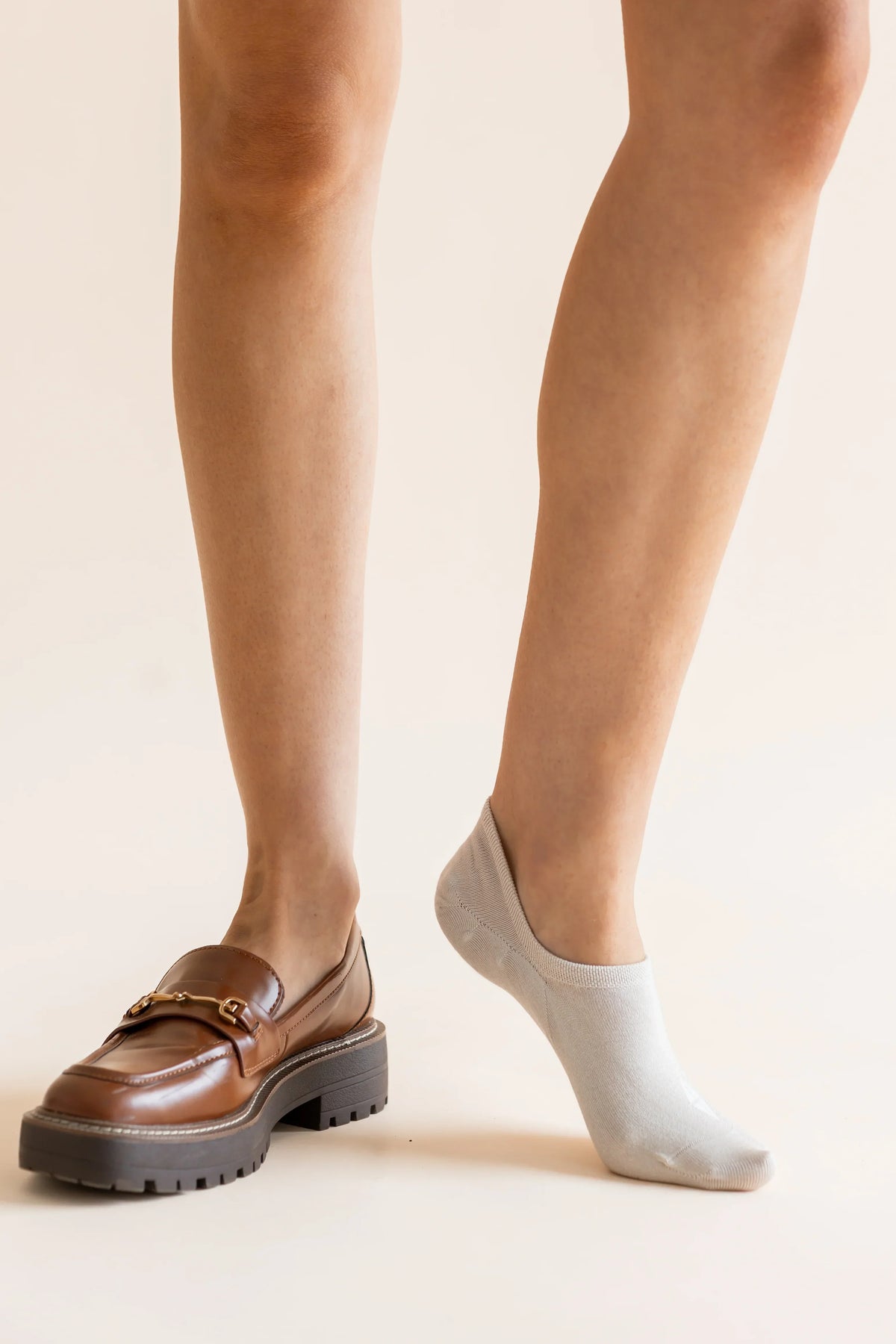 Women's No Show Socks 3-Pack in Cafe