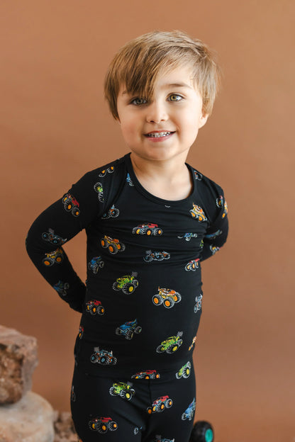 Long Sleeve Pajamas in Monster Truck