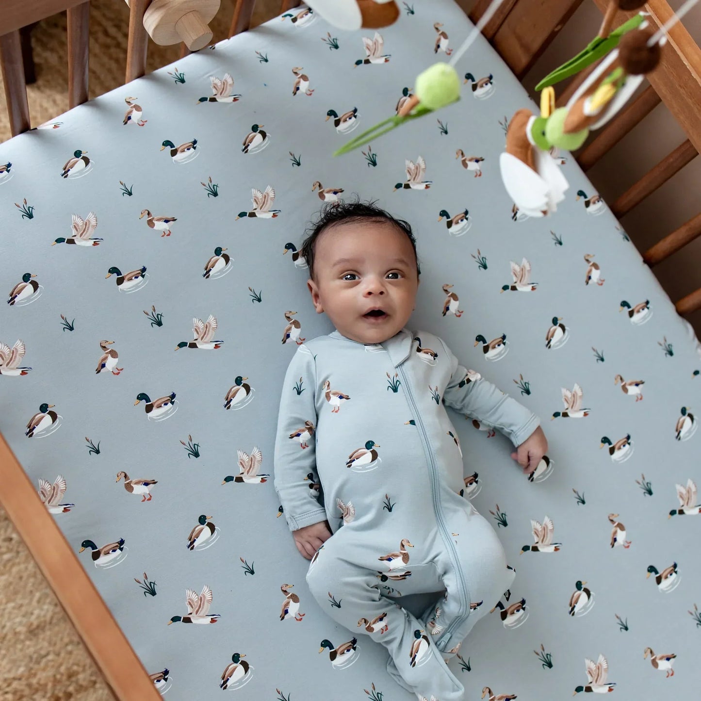 Zippered Footie in Mallard Duck