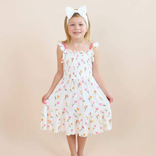 Smocked Dress in Tulip