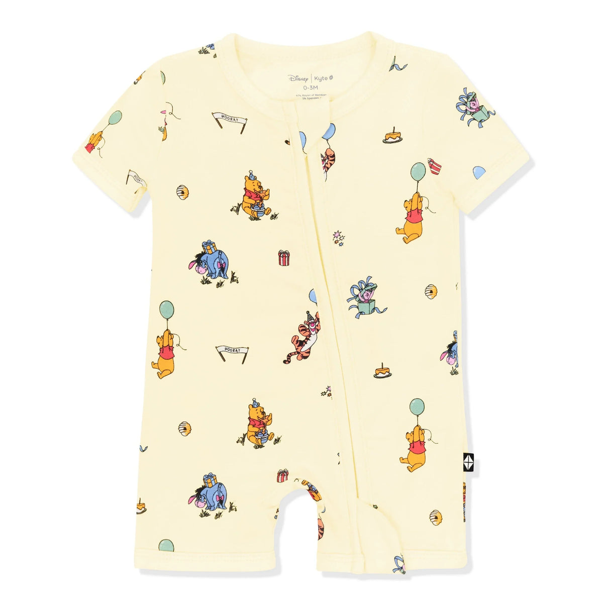 Zipper Shortall Romper in Winnie the Pooh Celebration