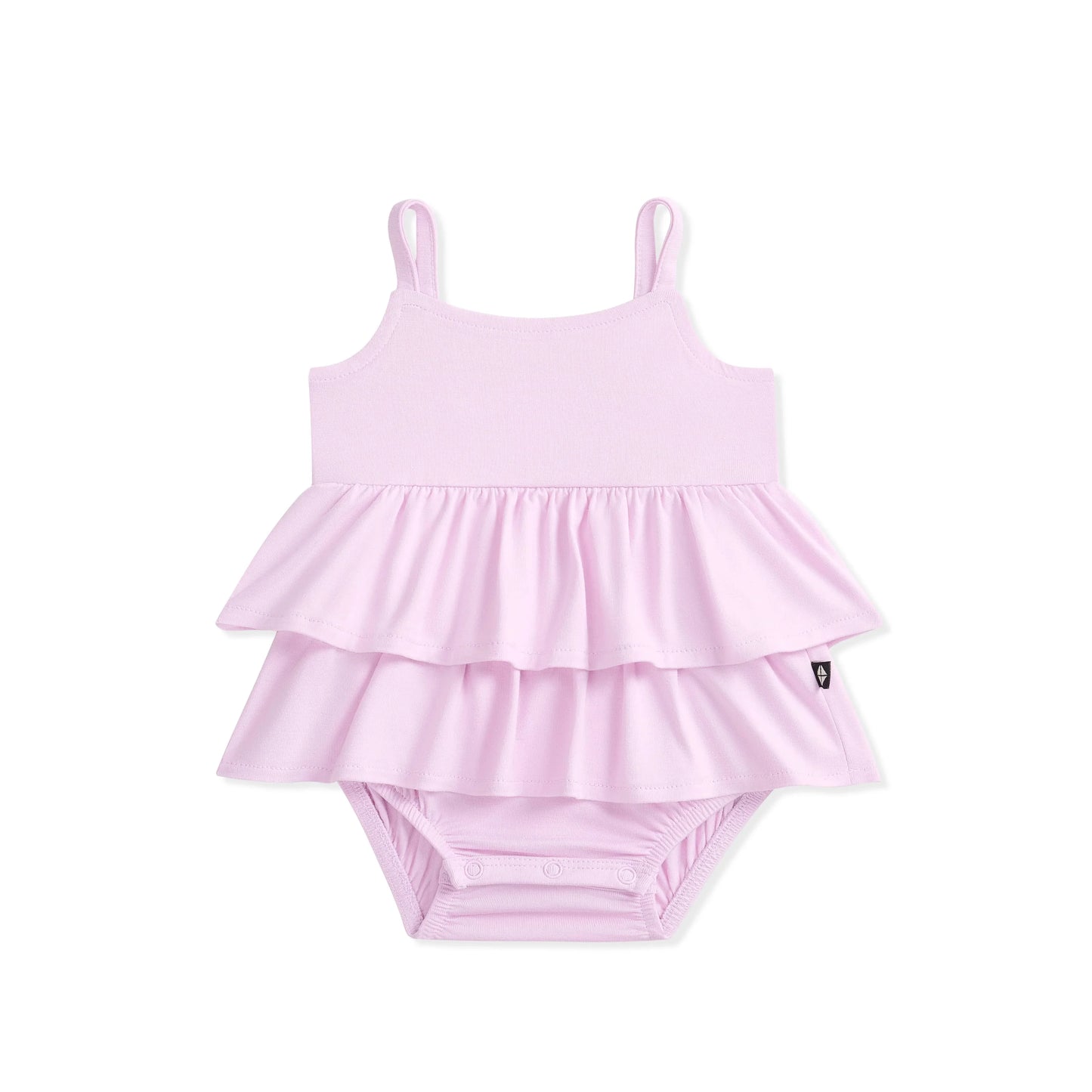 Spaghetti Strap Ruffle Romper in Thistle