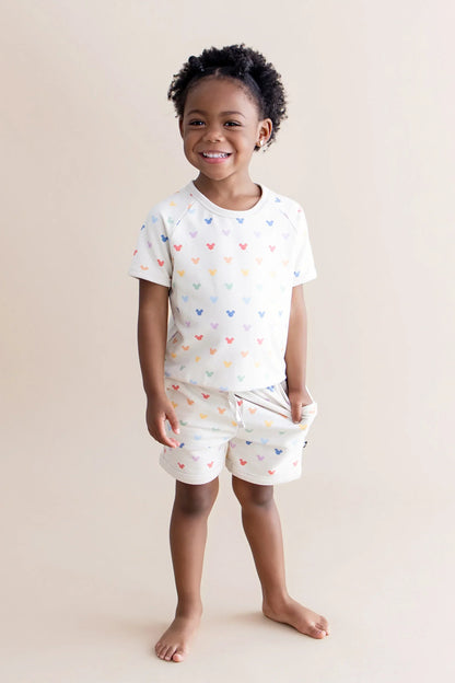 Short Sleeve Jogger Set in Pastel Mickey Mouse