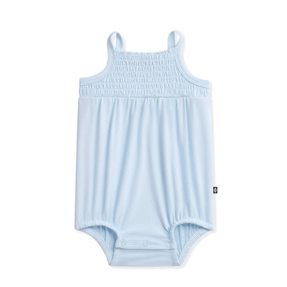 Smocked Bubble Romper in Breeze