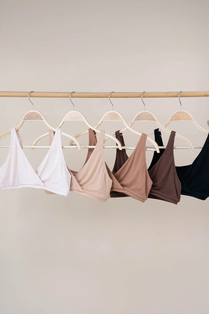 Women's Cross Front Bralette in Latte