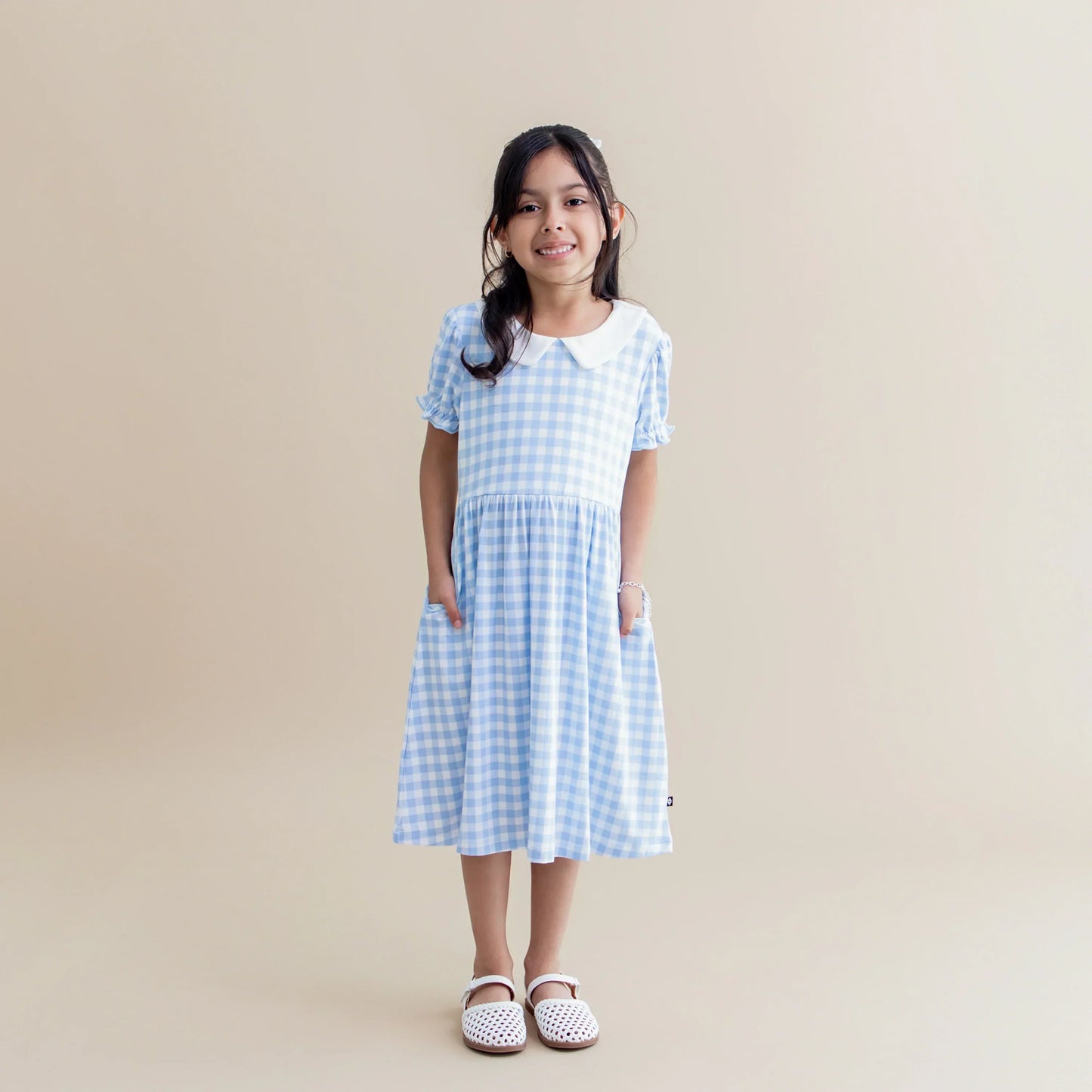 Peter Pan Collar Dress in Gingham Breeze