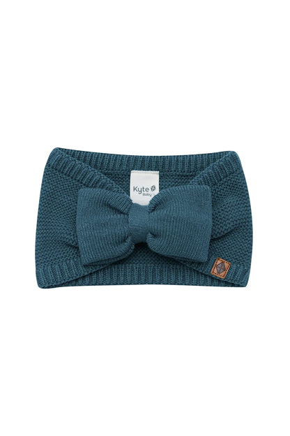 Chunky Knit Bow Headband in Atlantic