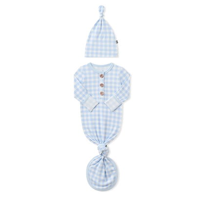 Knotted Gown with Hat Set in Gingham Breeze