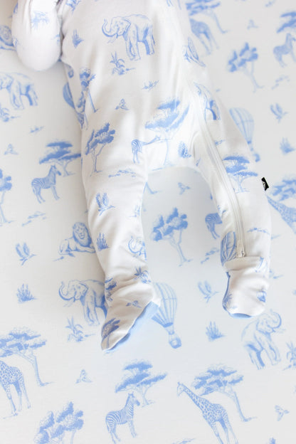 Zippered Footie in Toile Safari