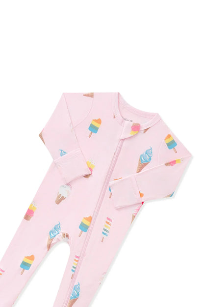 Zippered Footie in Sakura Ice Cream