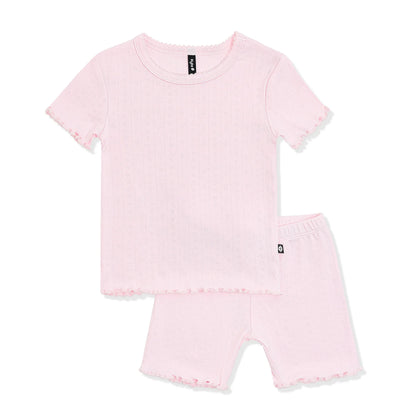 Pointelle Short Sleeve Set in Sakura