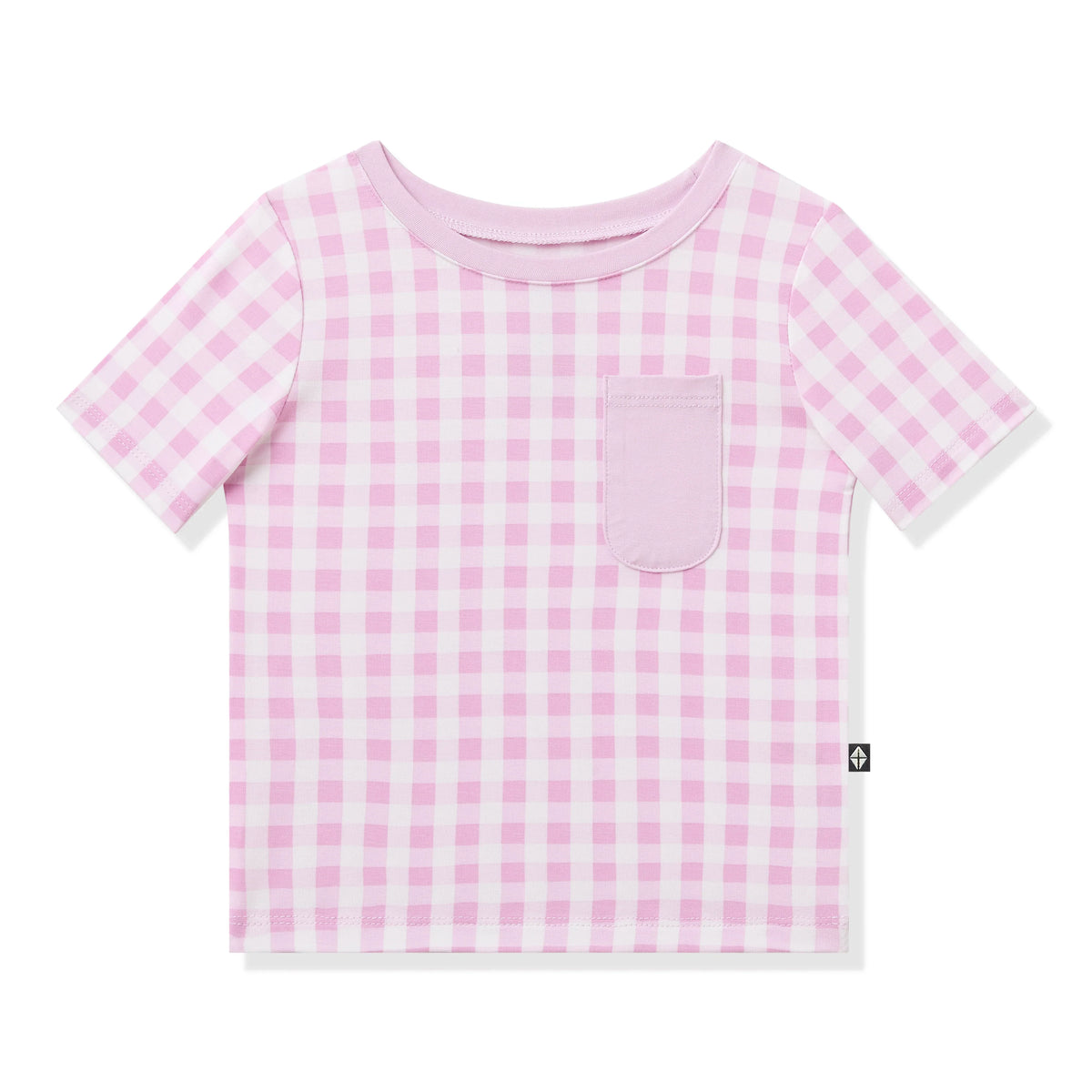Toddler Crew Neck Tee in Gingham Thistle