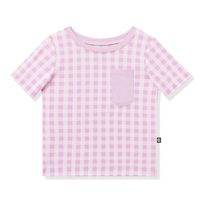 Toddler Crew Neck Tee in Gingham Thistle