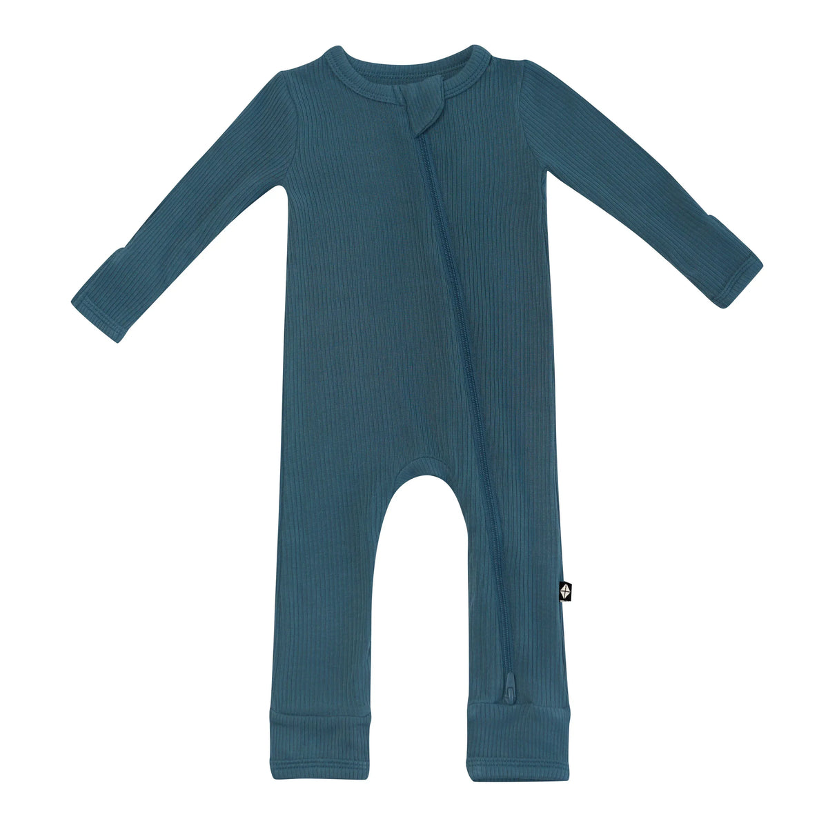 Ribbed Zipper Romper in Atlantic